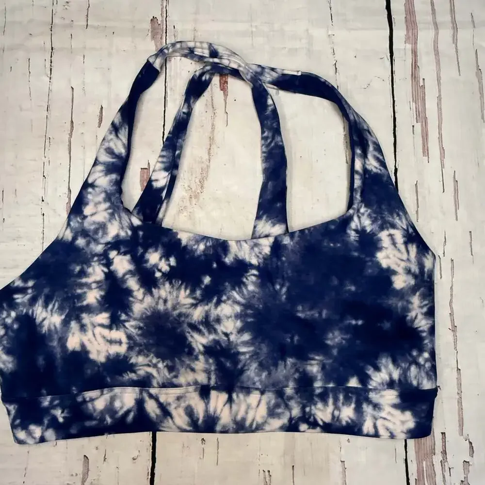 Gap GAPFit Medium Impact Crossback Sports Bra,‎ Blue White, Women's Size XS